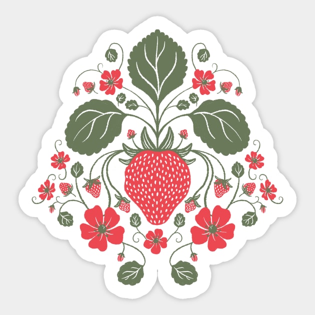 Wild Strawberry Botanical Sticker by Carabara Designs